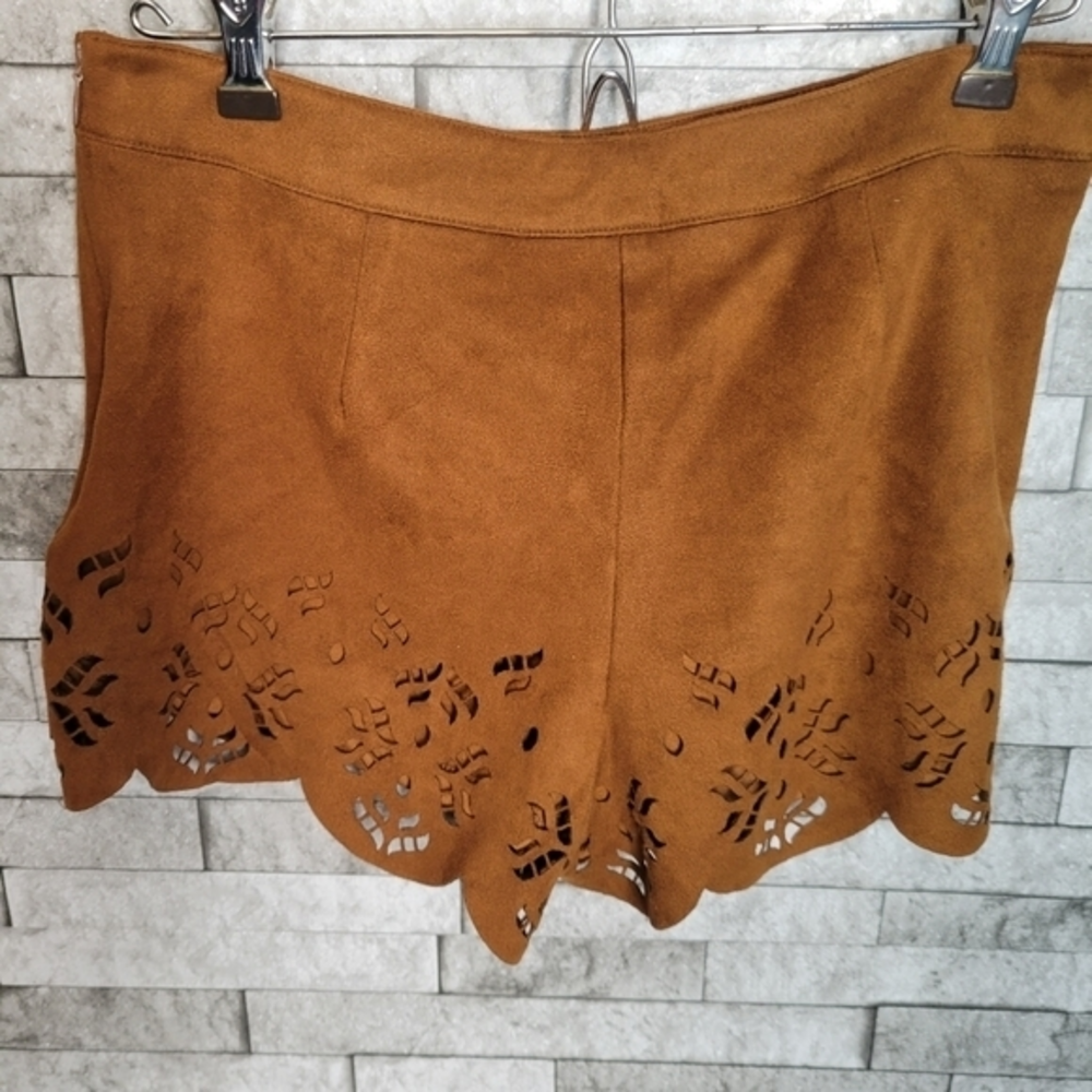 May & July faux Suede shorts with‎ side zip cutouts Size small